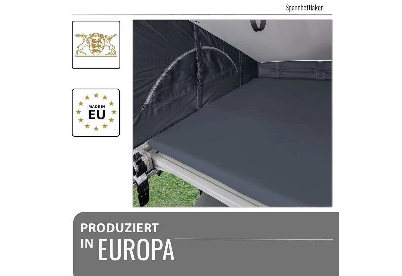 BLACK FOREST FOX Spannbettlaken VW T7 California Aufstelldach Lycra OEKO-TEX® Grau - Bild 5