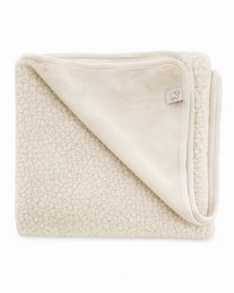 LIRA Deko Babydecke aus 100 % Schafwolle Beige - Bild 2