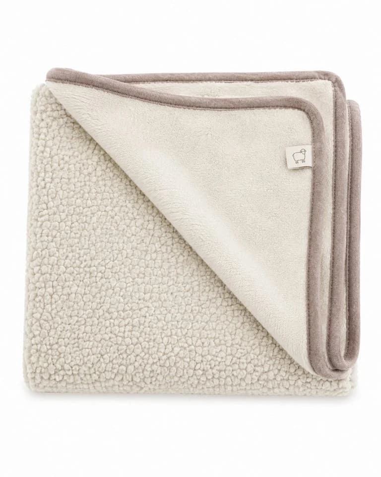 LIRA DEKO Babydecke aus 100 % Schafwolle Beige/Braun - Bild 2
