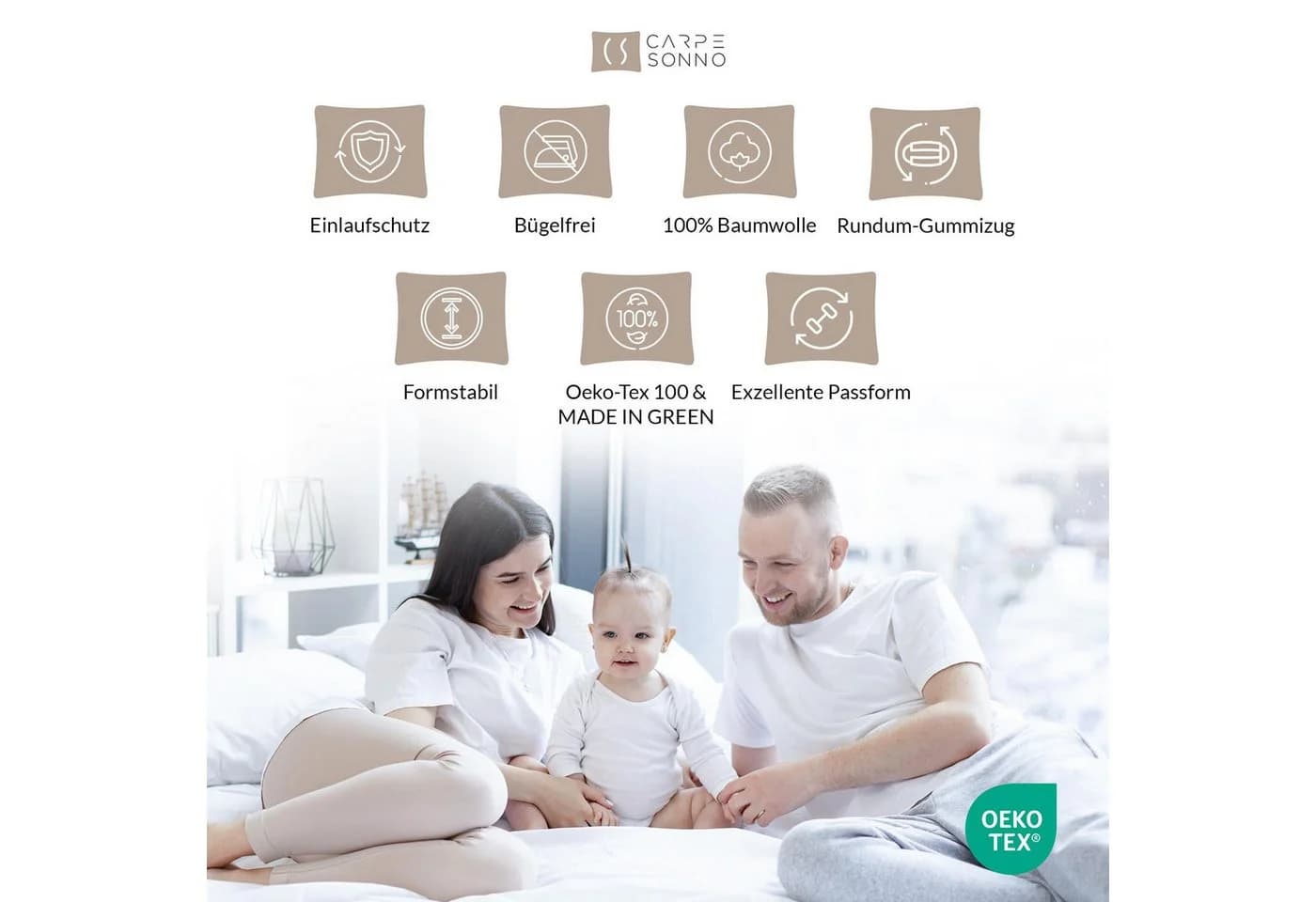 Carpe Sonno Spannbettlaken Jersey 100% Baumwolle Beige - Bild 4