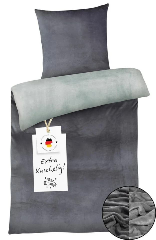 Carpe Sonno Bettwäsche Cashmere-Touch 155x220 cm Grau/Grün - Bild 2