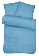 Carpe Sonno Damast Bettwäsche 2-teilig Blau Streifen 100% Baumwolle Bild 1