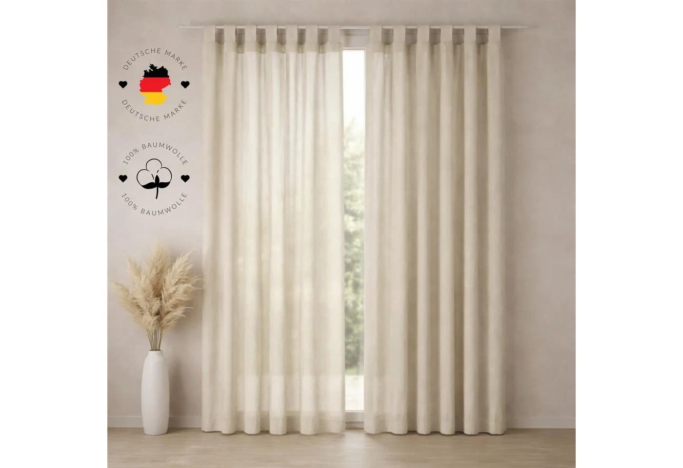 Carpe Sonno Schlaufenschal Beige 100% Baumwolle Blickdicht 2er Set - Bild 2