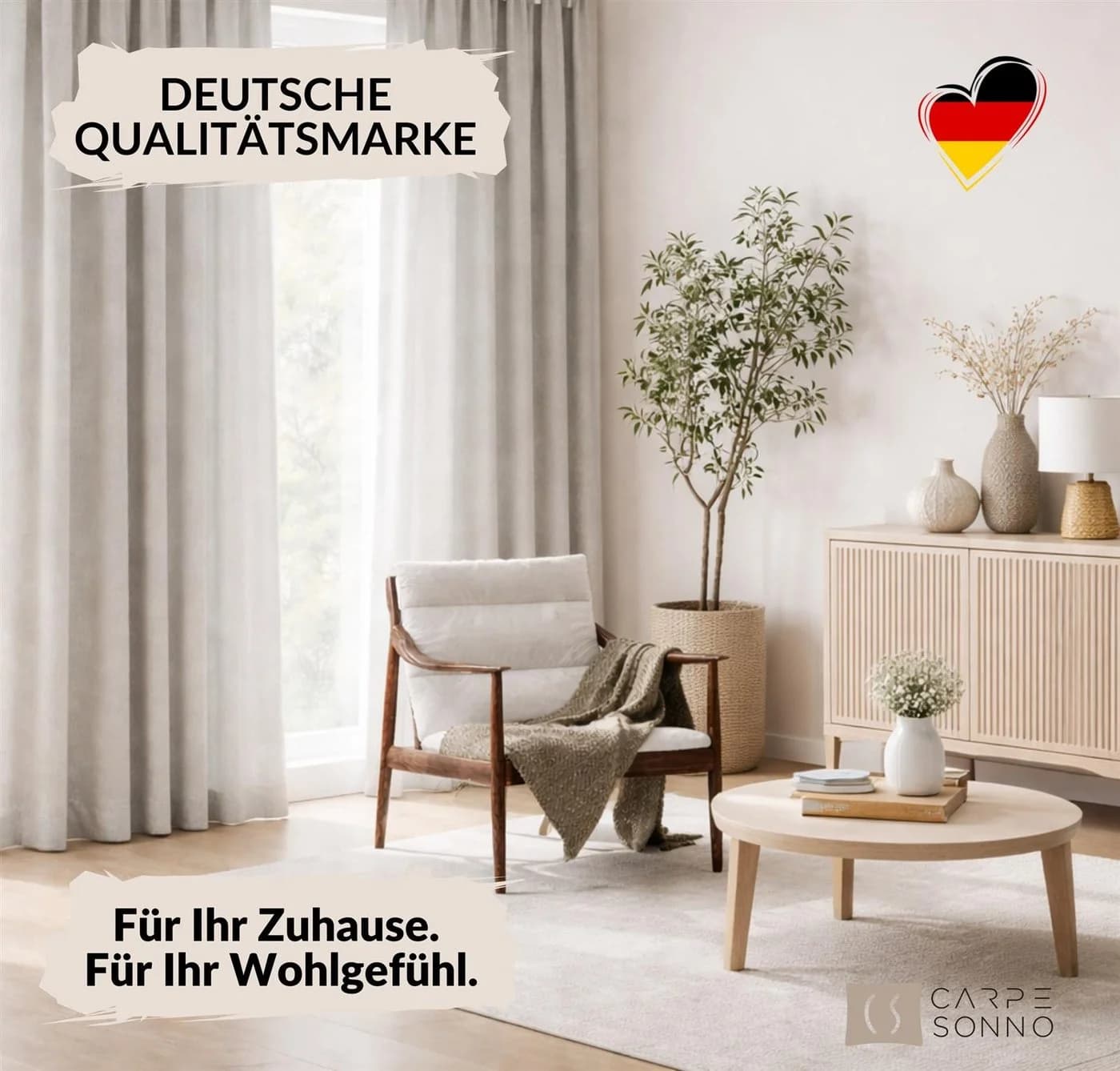 Carpe Sonno Schlaufenschal Beige 100% Baumwolle Blickdicht 2er Set - Bild 3