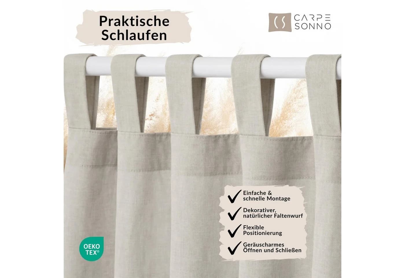 Carpe Sonno Schlaufenschal Beige 100% Baumwolle Blickdicht 2er Set - Bild 5