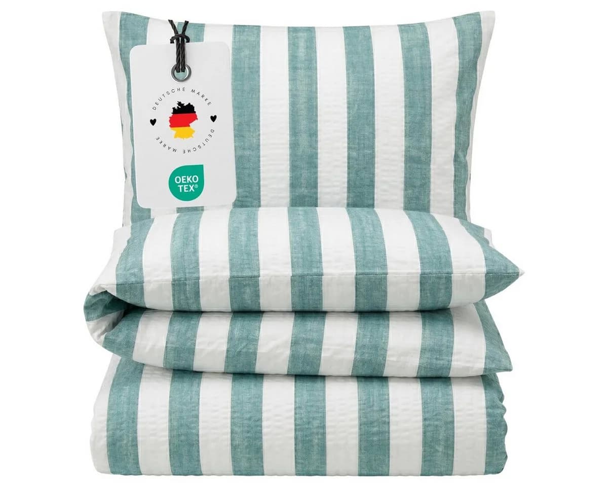 Carpe Sonno Sommerbettwäsche Seersucker 100% Baumwolle Bügelfrei Mint - Bild 2