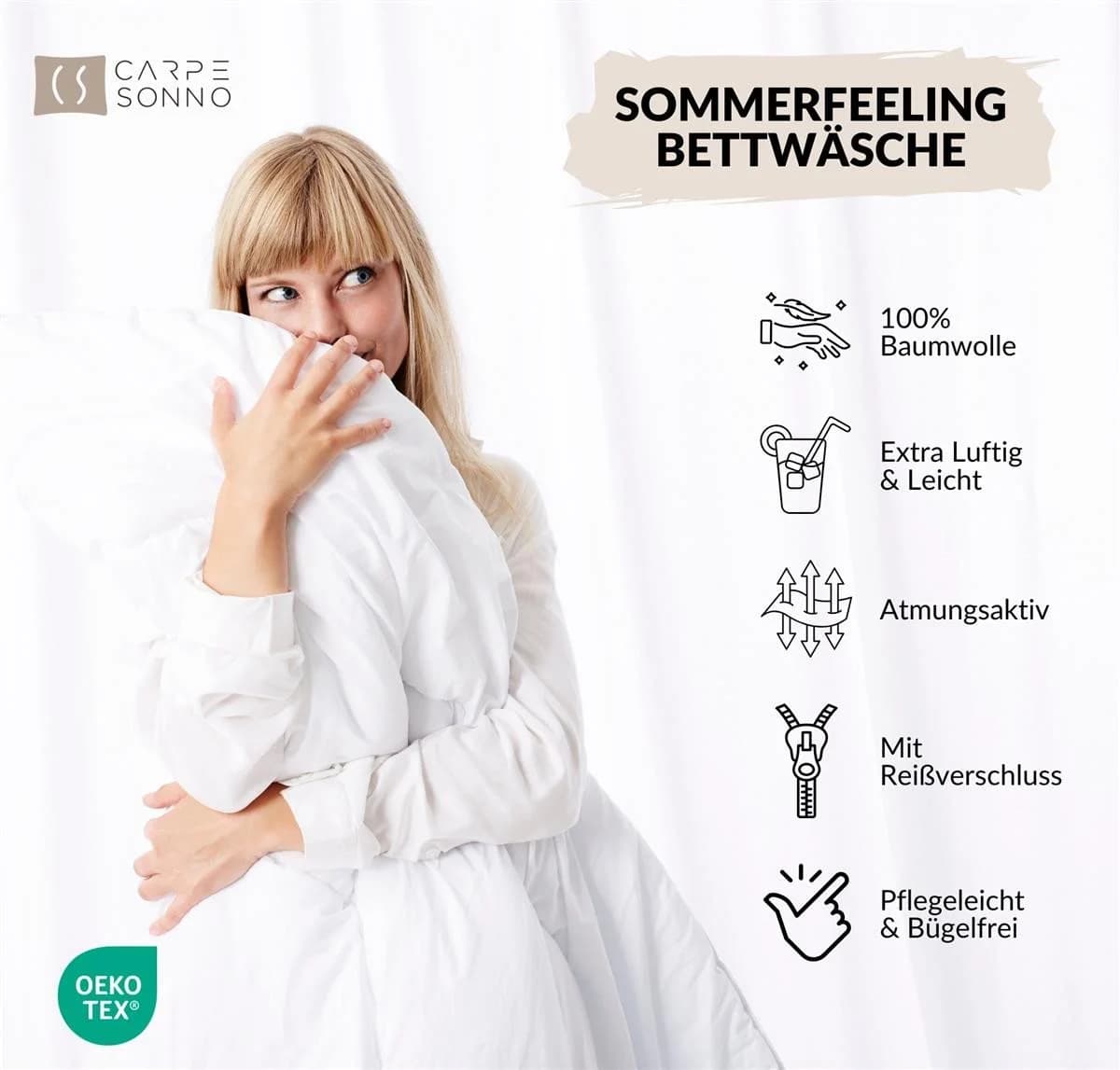 Carpe Sonno Sommerbettwäsche Seersucker 100% Baumwolle Bügelfrei Mint - Bild 3