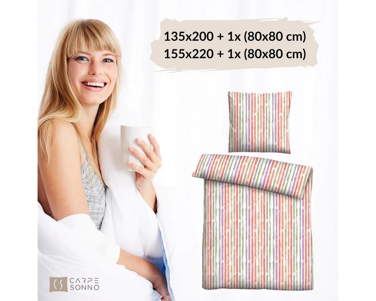 Carpe Sonno Seersucker Bettwäsche 2-teilig Baumwolle Bügelfrei Orange - Bild 5