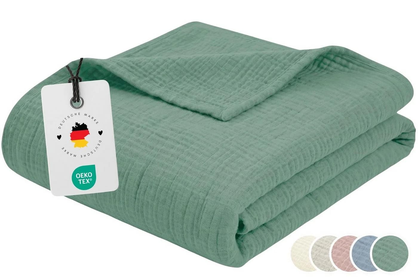 Carpe Sonno Musselin Wohndecke Grün 100% Baumwolle - Bild 2