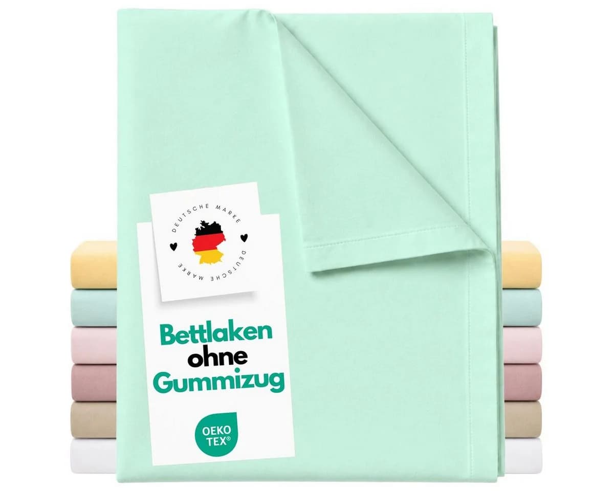 Carpe Sonno Betttuch 140x250 cm Türkis Baumwolle ohne Gummizug - Bild 2