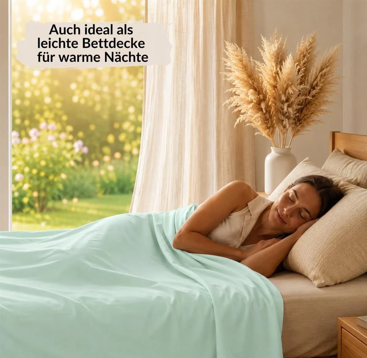 Carpe Sonno Betttuch 140x250 cm Türkis Baumwolle ohne Gummizug - Bild 3