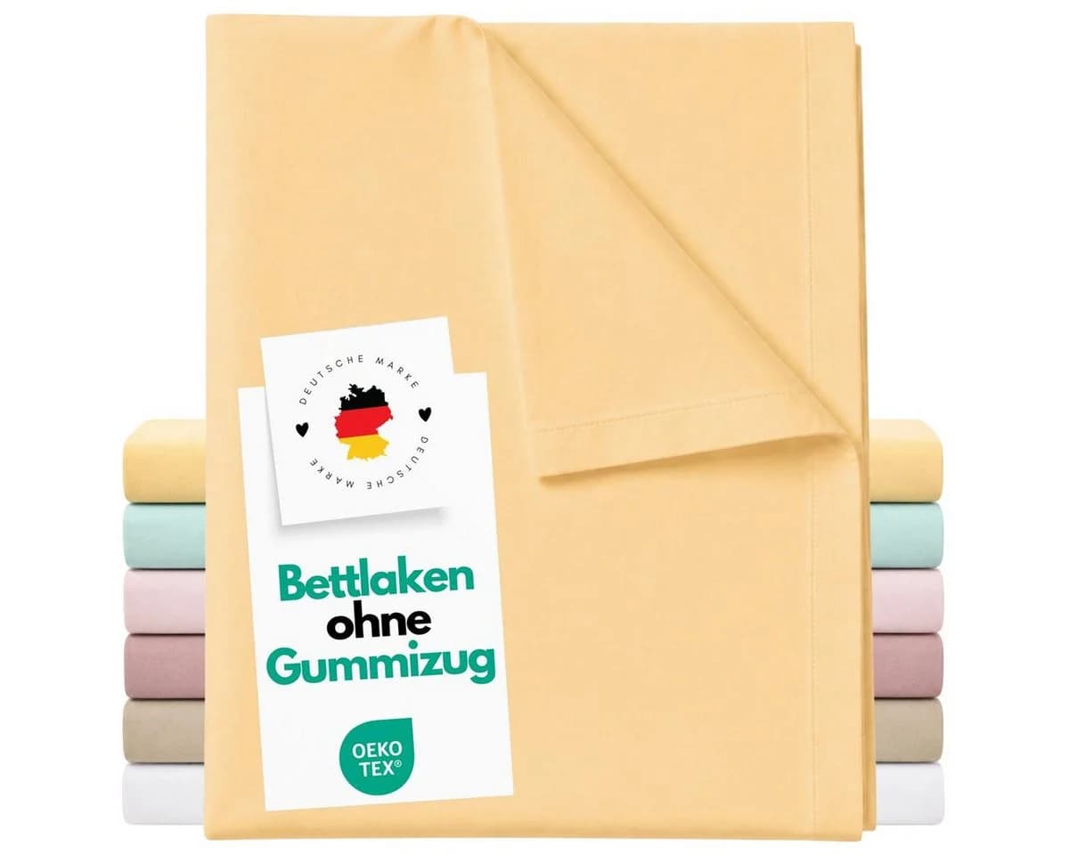 Carpe Sonno Betttuch Baumwolle 140x250 Gelb Klassisch Glatt - Bild 2