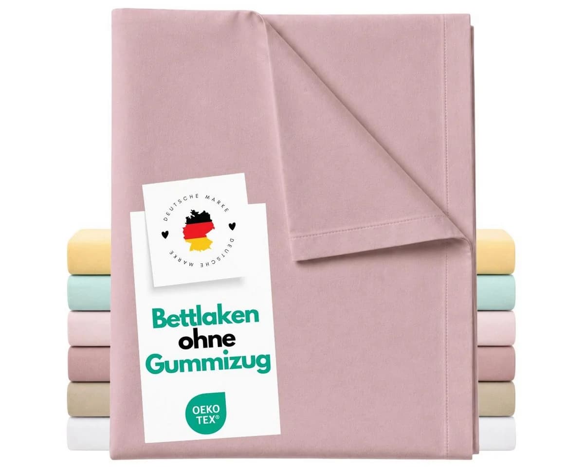 Carpe Sonno Betttuch Rosa 140x250 cm Baumwolle ohne Gummizug - Bild 2