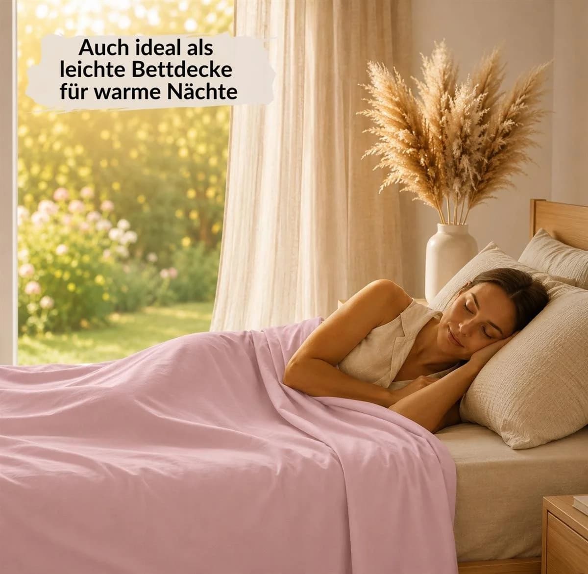 Carpe Sonno Betttuch Rosa 140x250 cm Baumwolle ohne Gummizug - Bild 3