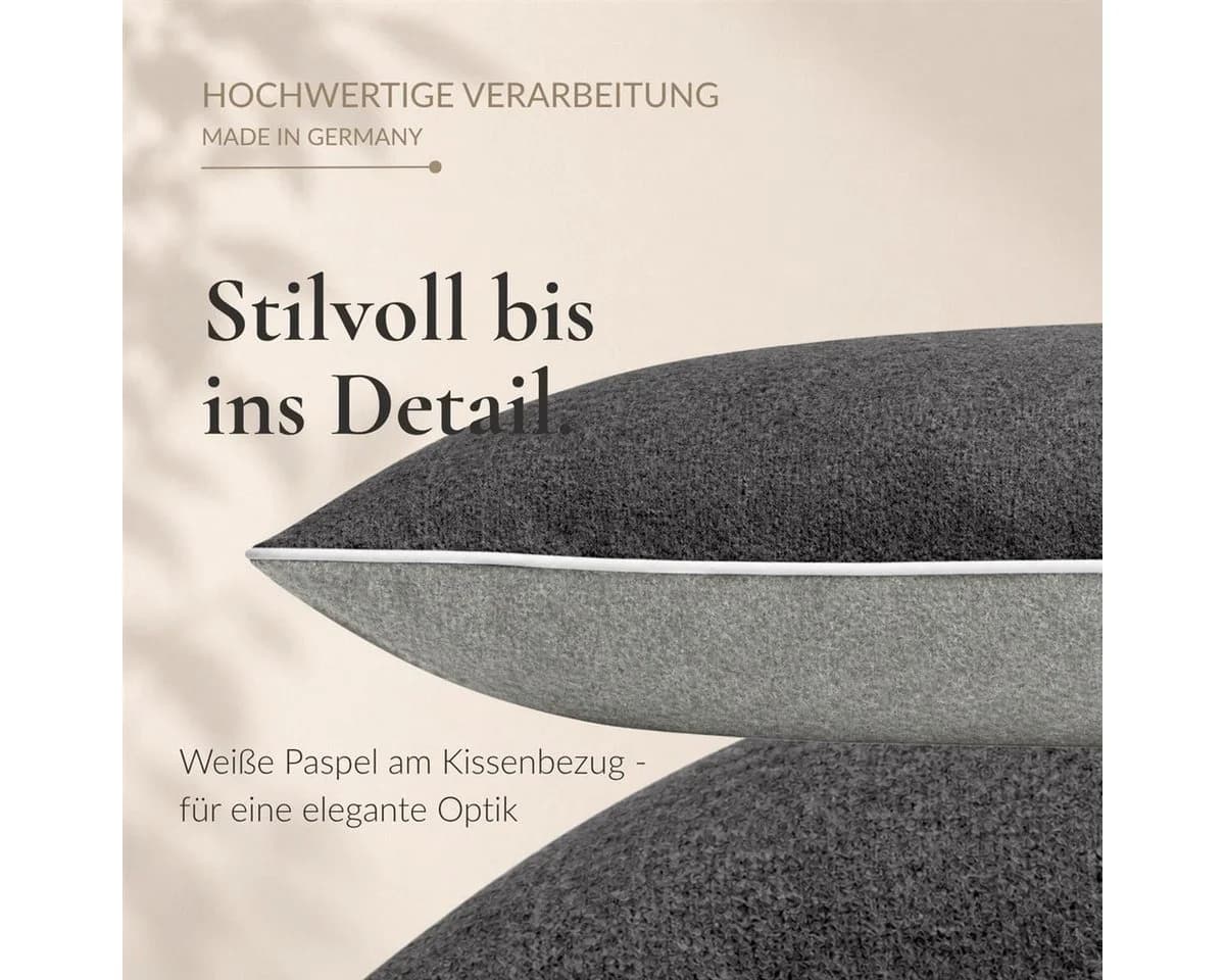 Carpe Sonno Kissenbezug Biber Melange Grau 100% Baumwolle