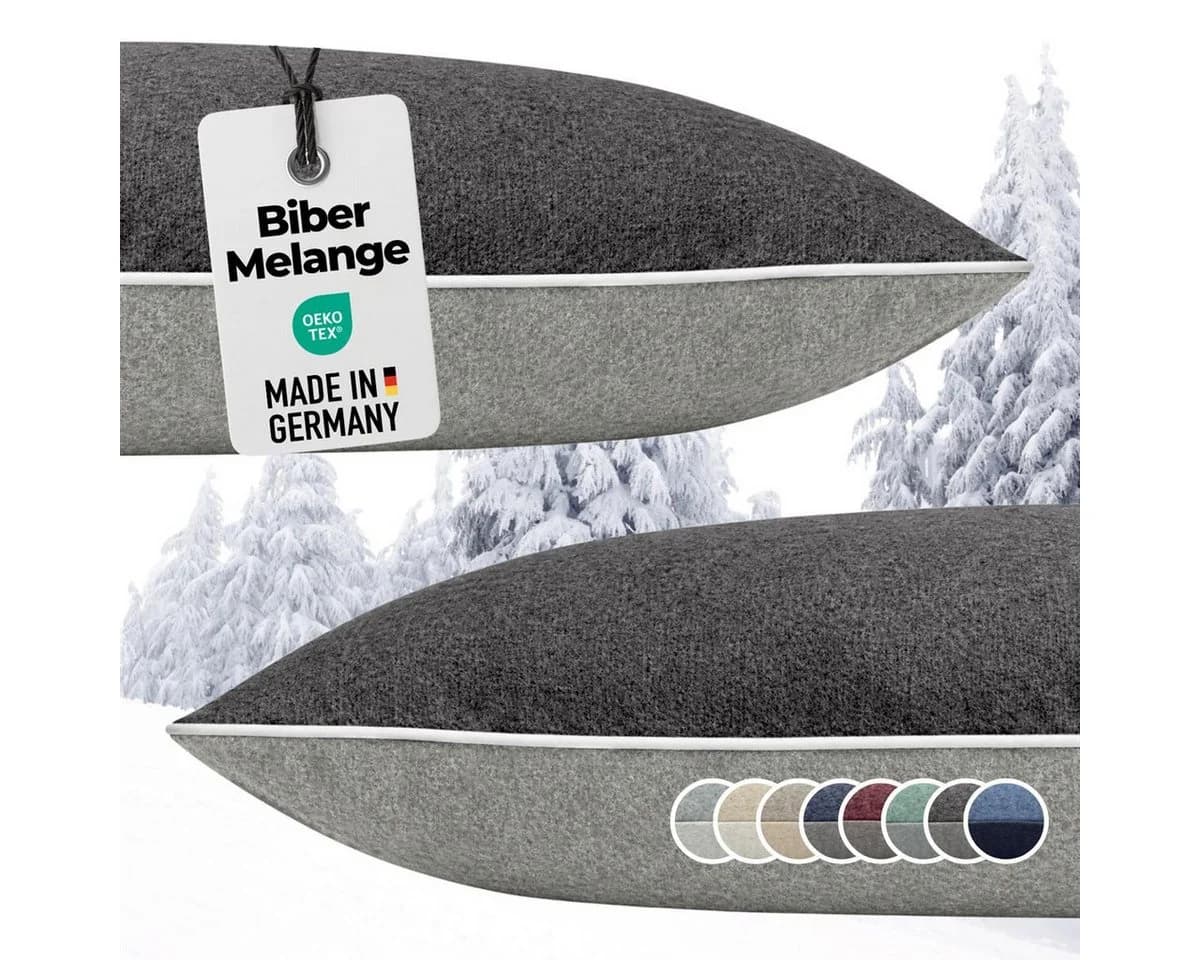 Carpe Sonno Kissenbezug Biber Melange Grau 100% Baumwolle - Bild 2