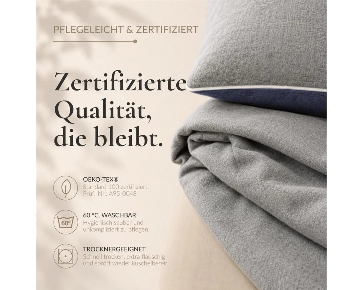 Carpe Sonno Kissenbezug Biber Melange Grau 100% Baumwolle - Bild 5