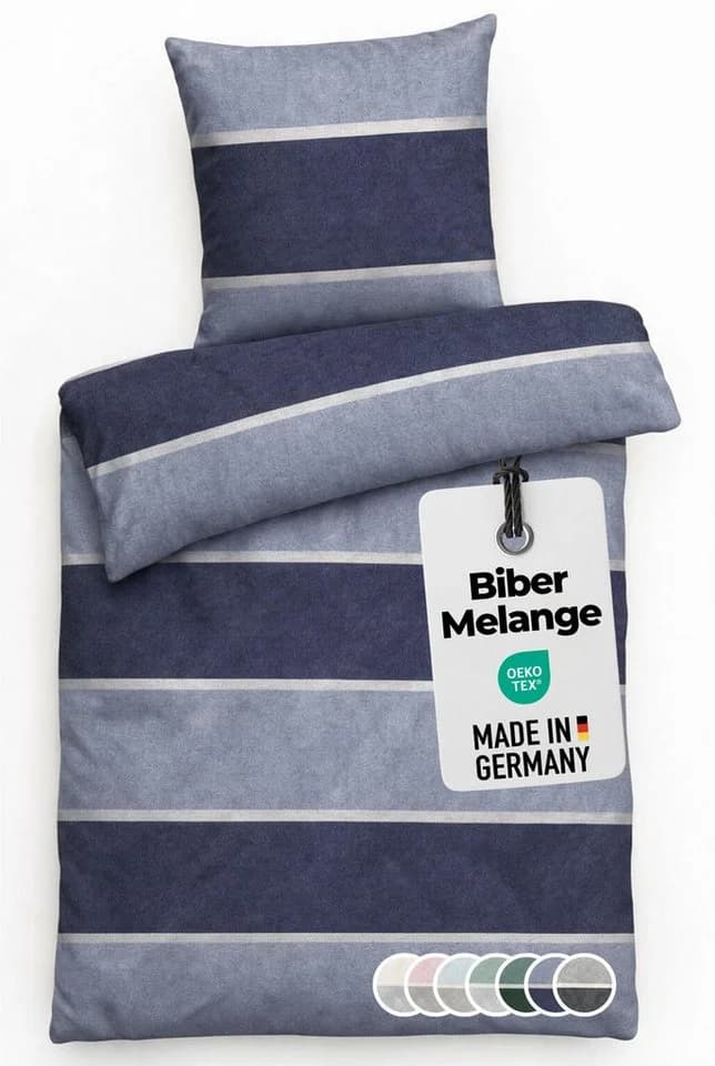 Carpe Sonno Bettwäsche Biber 135x200 Blau Marine - Bild 2