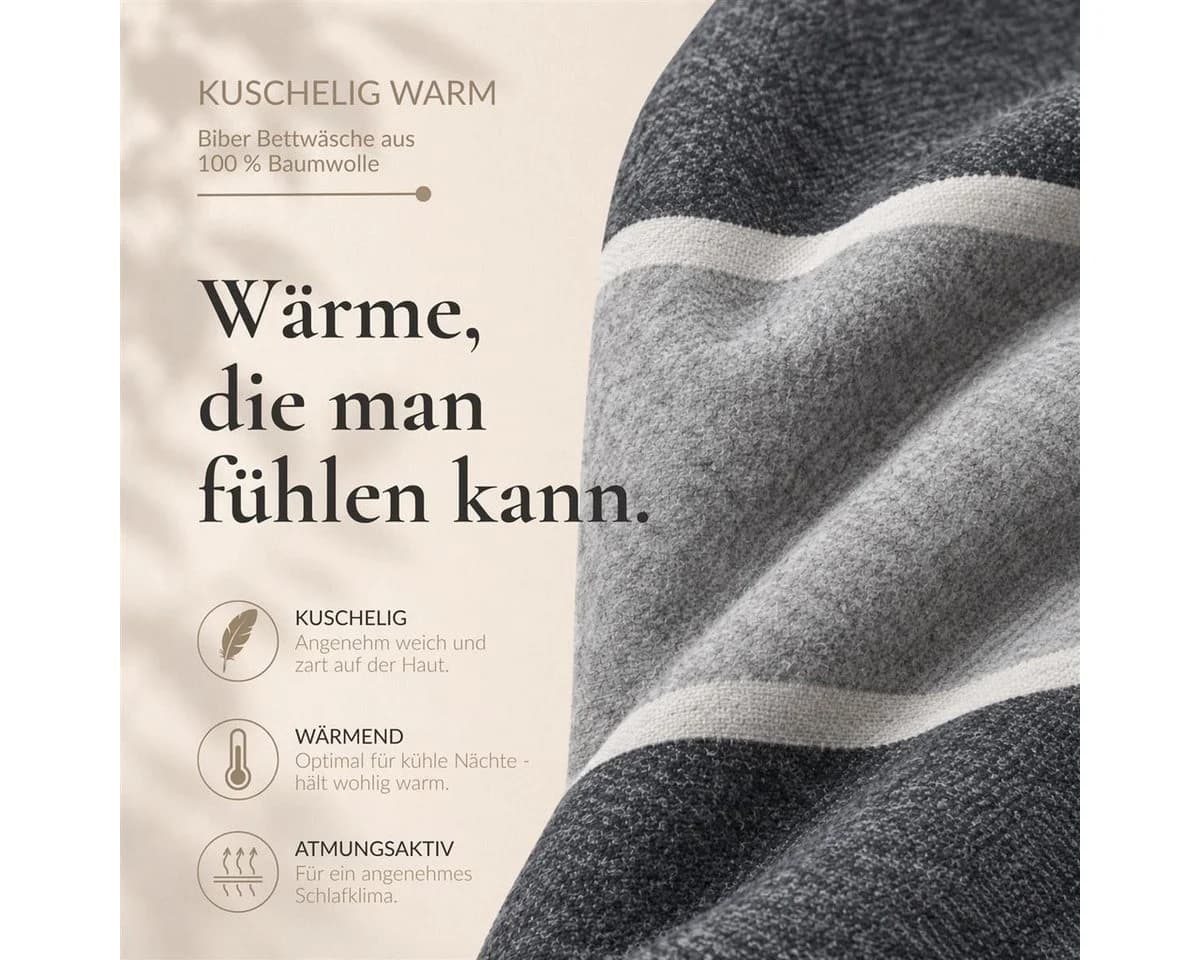 Carpe Sonno Bettwäsche Biber 135x200 Blau Marine - Bild 3