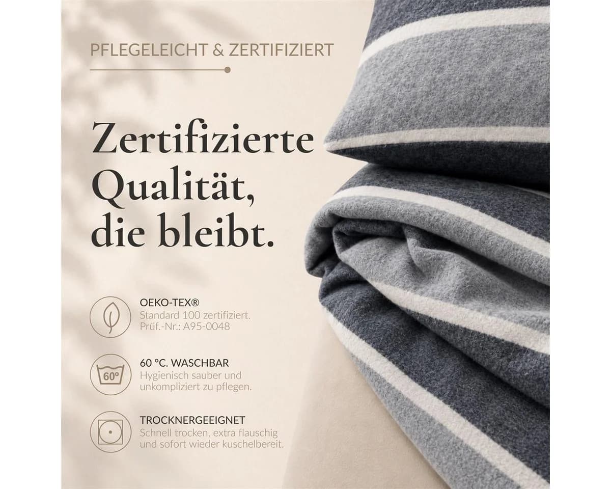 Carpe Sonno Bettwäsche Biber 135x200 Blau Marine - Bild 5