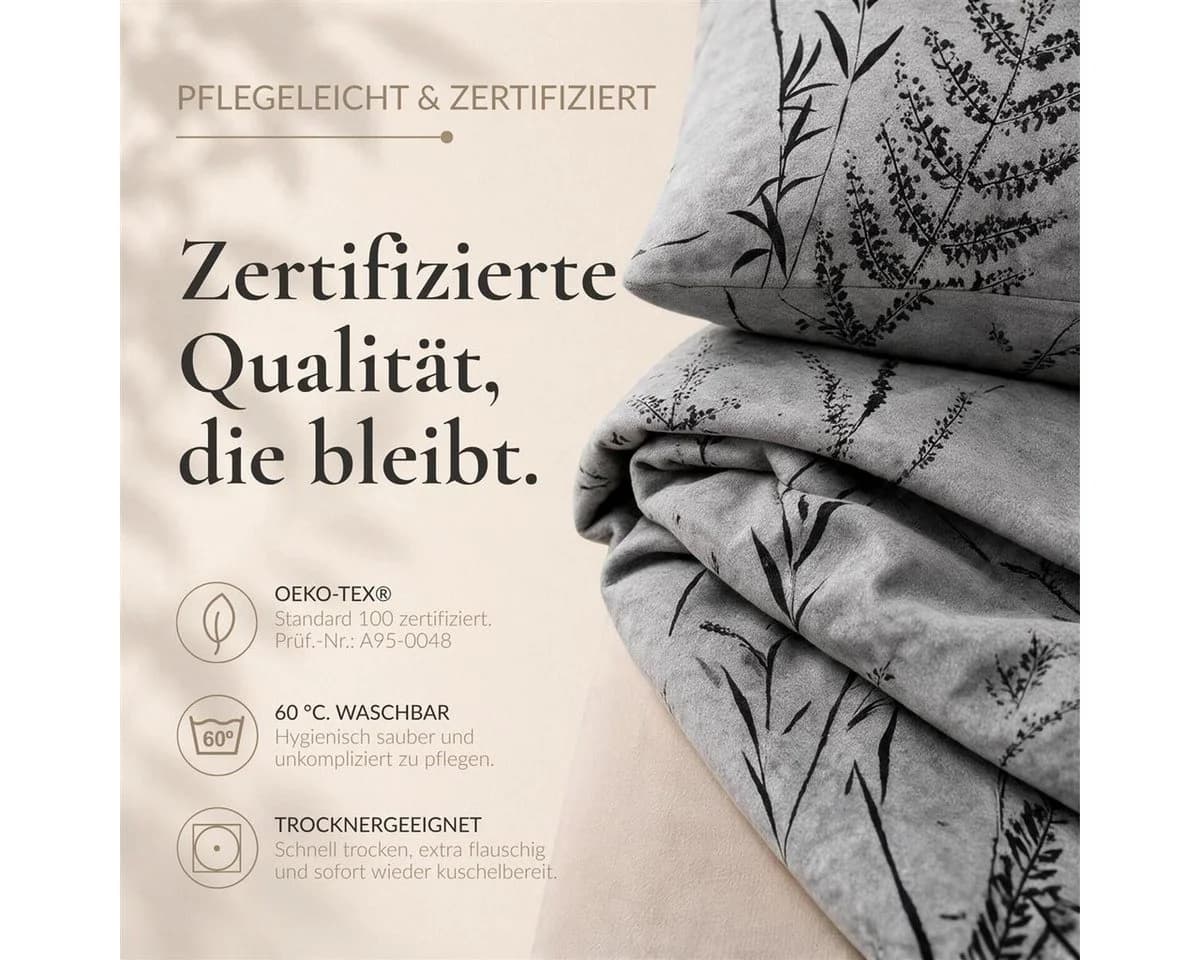 Carpe Sonno Biber Bettwäsche Grau 155x220 cm 2-teilig - Bild 5