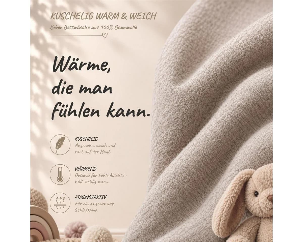 Carpe Sonno Kinderbettwäsche Biber 100% Baumwolle Grün Melange - Bild 3