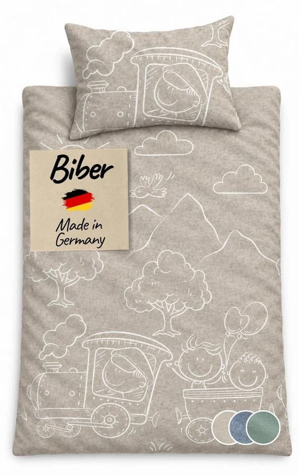 Carpe Sonno Kinderbettwäsche Biber 100% Baumwolle Beige Melange - Bild 2