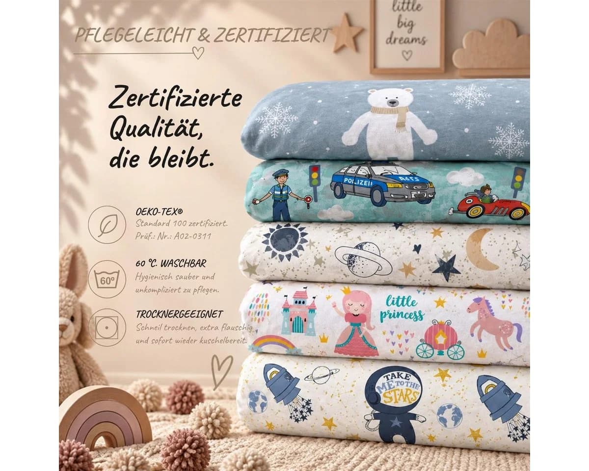 Carpe Sonno Kinderbettwäsche Biber Blau 100% Baumwolle - Bild 5