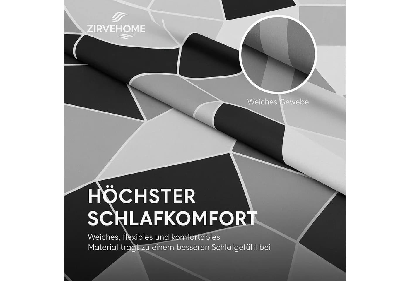 ZIRVEHOME Bettwäsche Microfaser 2-teilig 155x220 cm Bügelfrei Pflegeleicht Atmungsaktiv - Bild 3