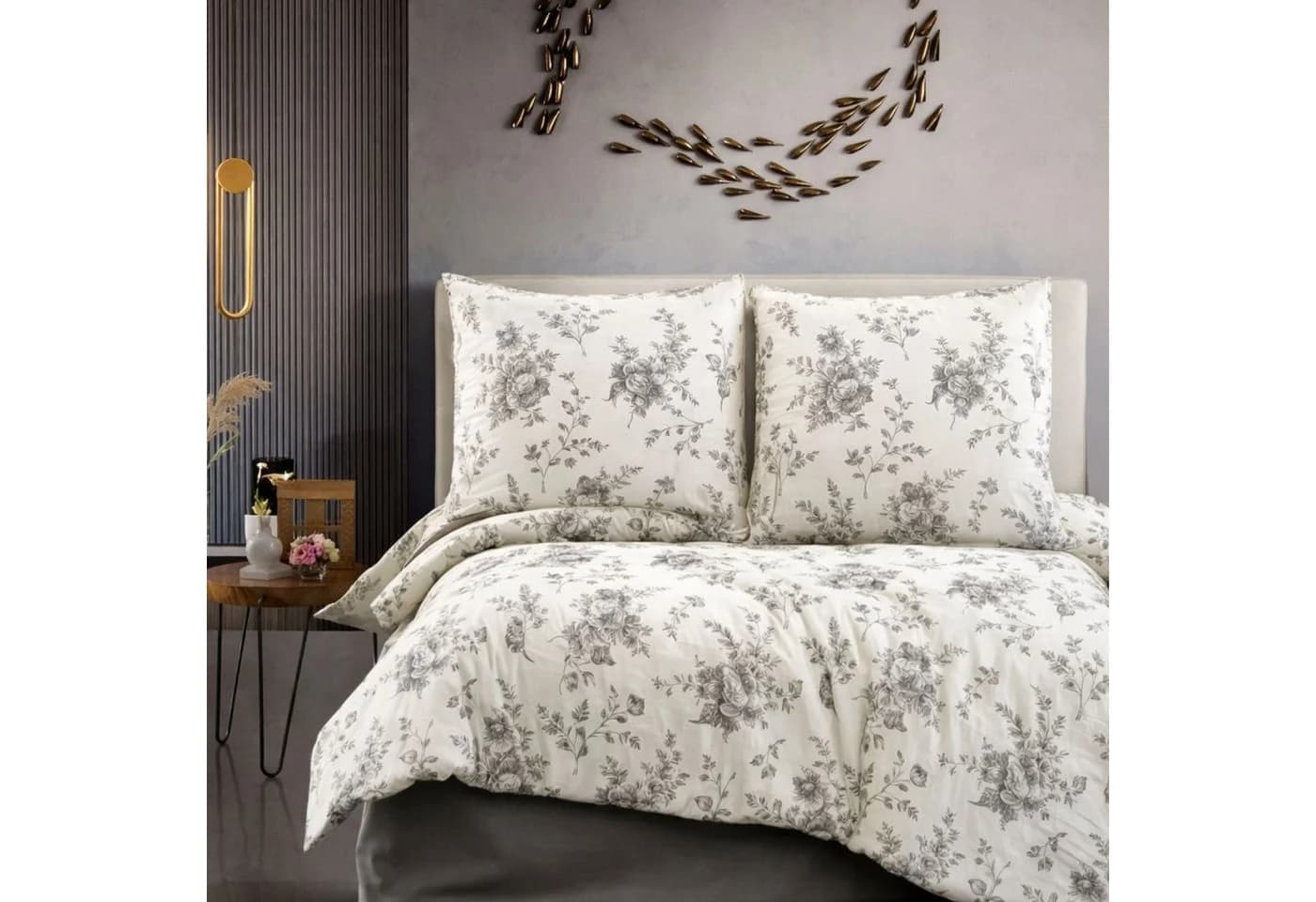ZIRVEHOME Bettwäsche Baumwolle Beige mit Blumenmuster - Bild 2