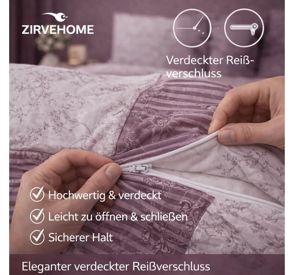 ZIRVEHOME Bettwäsche Baumwolle Ornament Design Braun, Beige, Creme - Bild 5