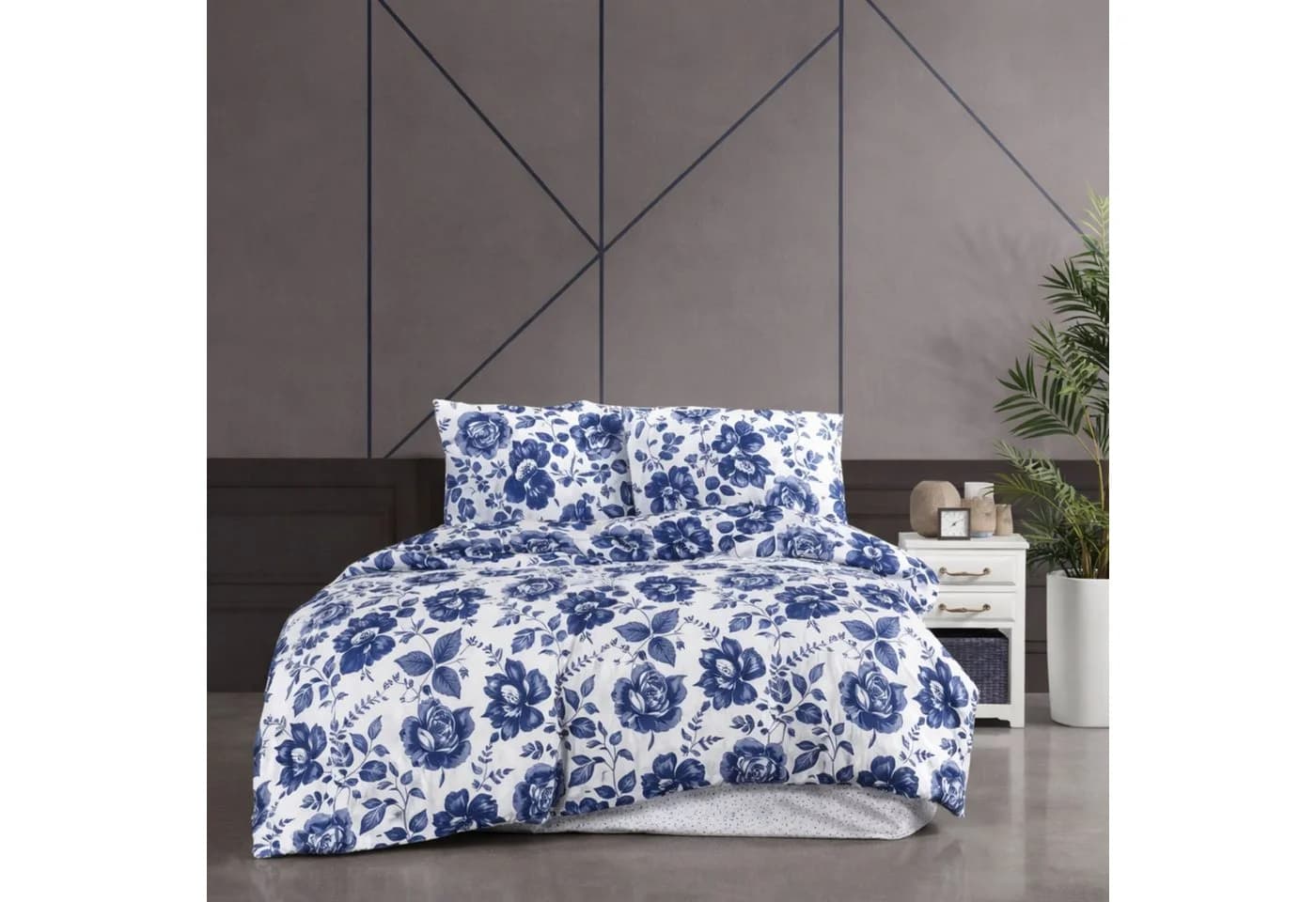 ZIRVEHOME Bettwäsche 3-teilig Baumwolle Renforcé Floral Braun/Weiß - Bild 2