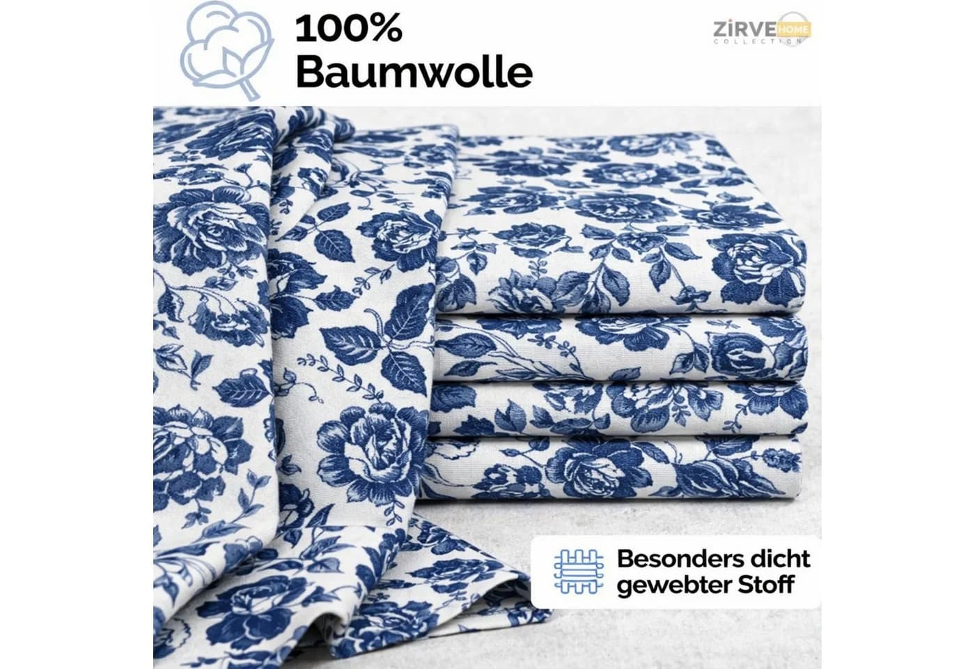 ZIRVEHOME Bettwäsche 3-teilig Baumwolle Renforcé Floral Braun/Weiß - Bild 3