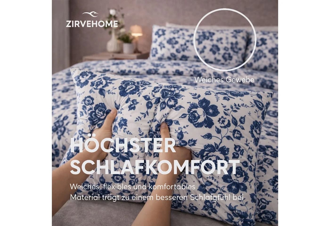 ZIRVEHOME Bettwäsche 3-teilig Baumwolle Renforcé Floral Braun/Weiß - Bild 4