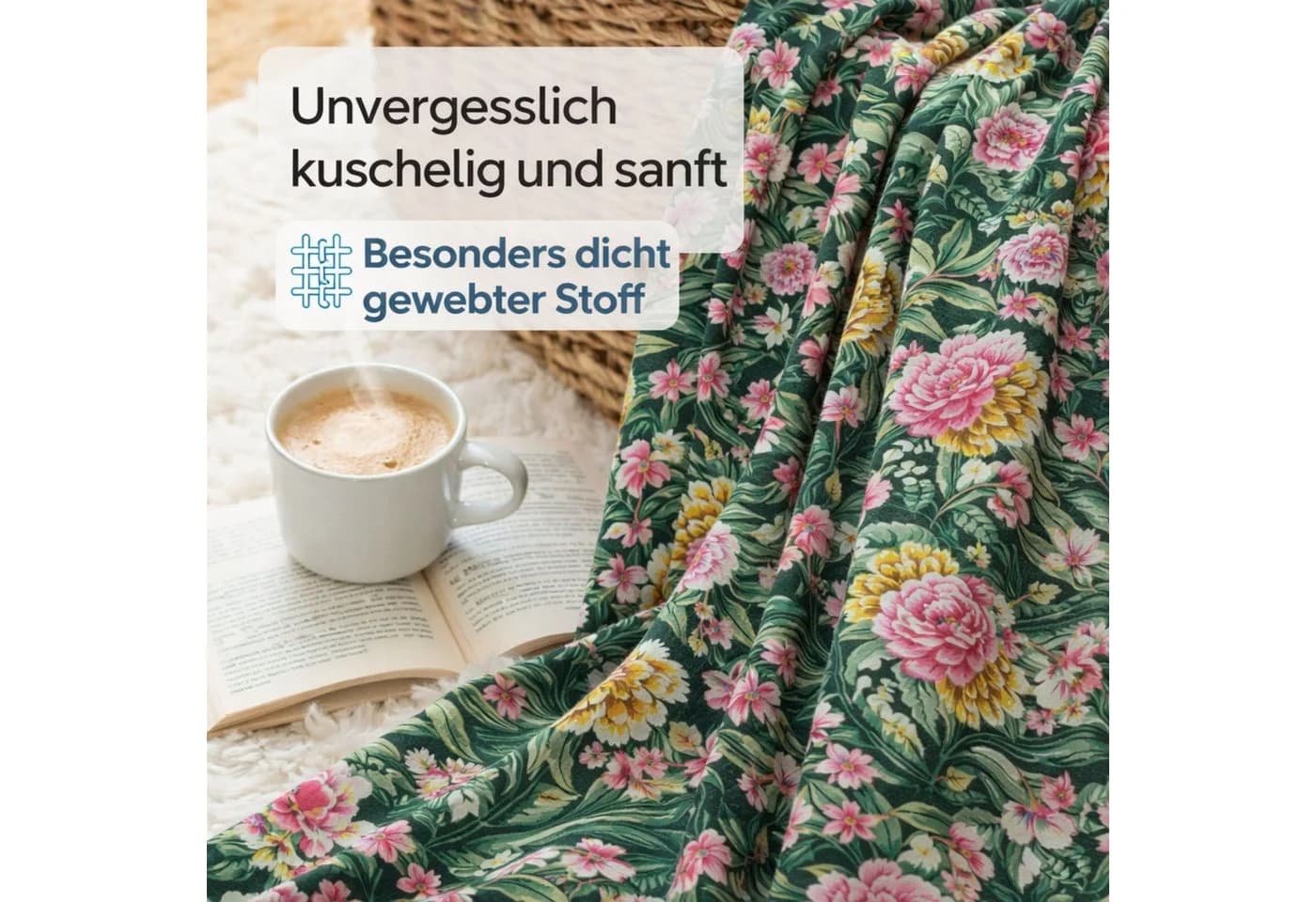 ZIRVEHOME Bettwäsche-Set Dunkelgrün Floral Blumenmuster 100% Baumwolle - Bild 5