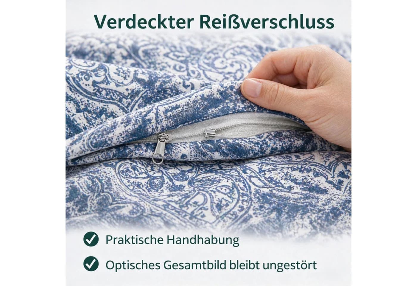 ZIRVEHOME Bettwäsche 2-teilig Ornament Design Blau Grau Baumwolle - Bild 5