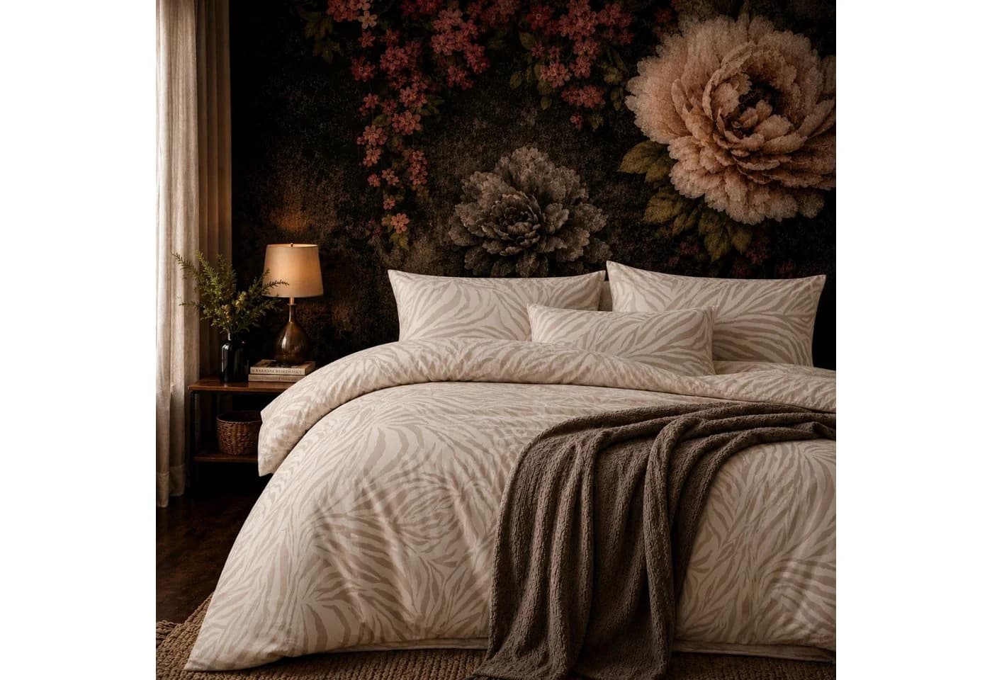 ZIRVEHOME Bettwäsche 3-teilig Beige Zebra-Muster Baumwolle - Bild 2