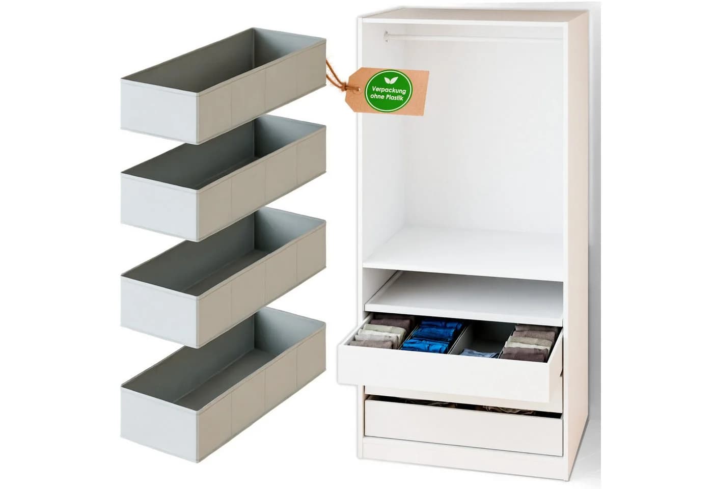 Clutter Cover Organizer für PAX Schrank Grau 4er-Set Trennboxen - Bild 2