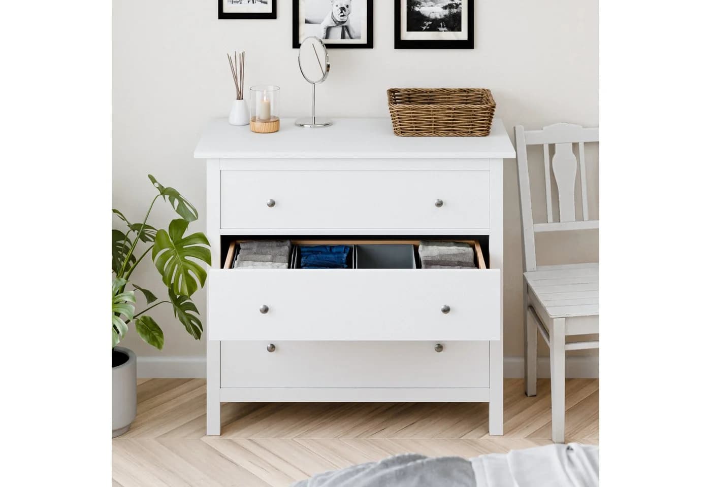 Clutter Cover Organizer für Hemnes Kommode 4er-Set Hellgrau