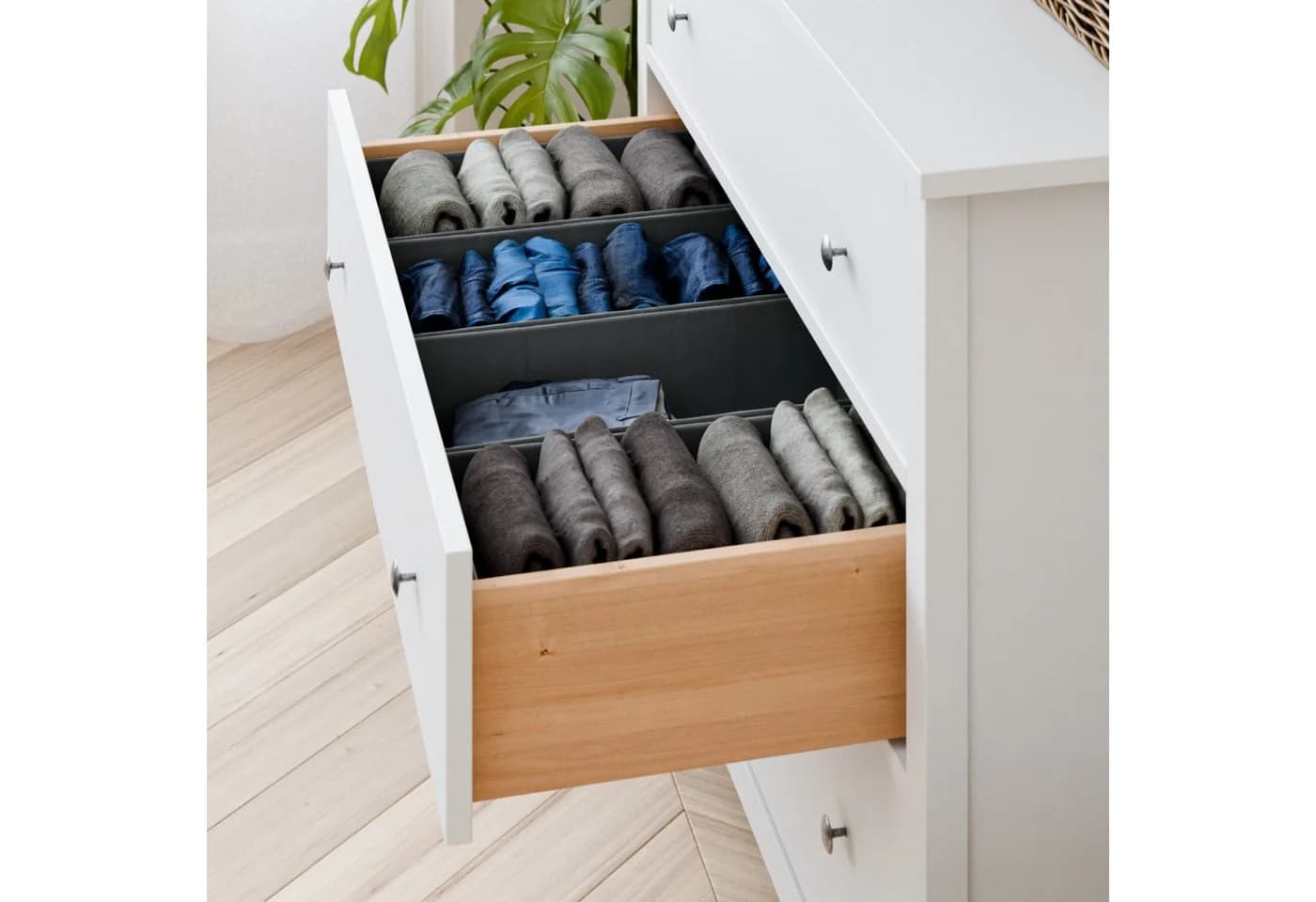 Clutter Cover Organizer für Hemnes Kommode 4er-Set Hellgrau - Bild 3