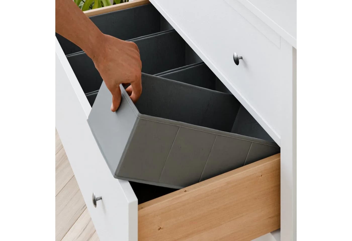 Clutter Cover Organizer für Hemnes Kommode 4er-Set Hellgrau - Bild 5