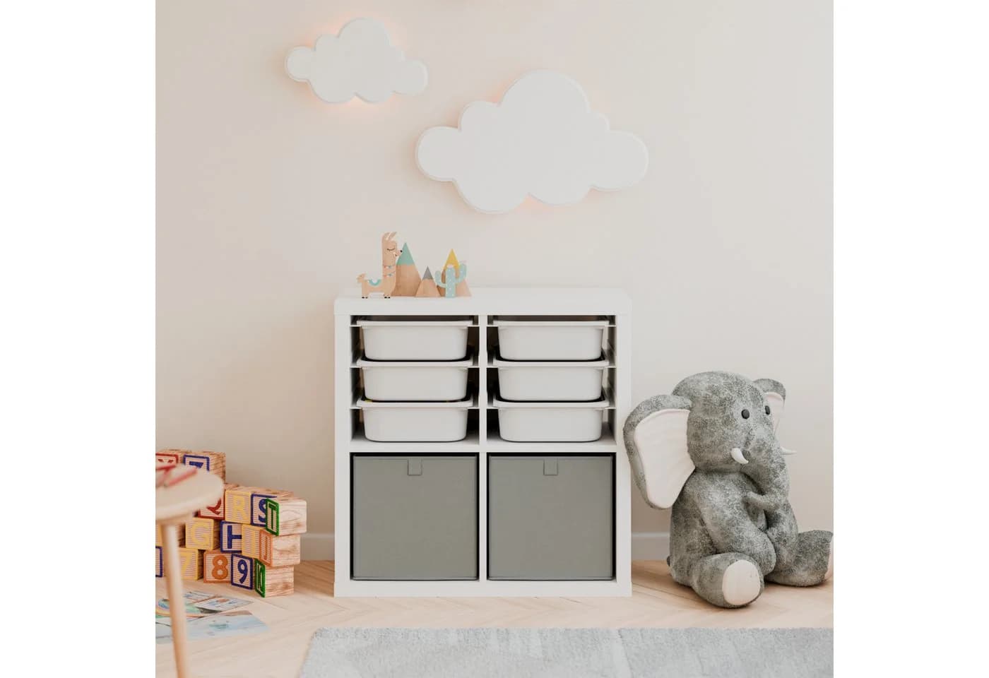 Clutter Cover Regaleinsatz Kallax für 3 Trofast Boxen Grün oder Weiß