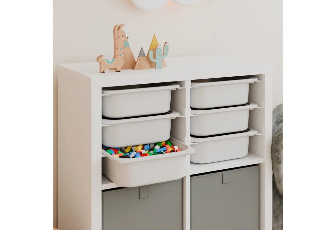 Clutter Cover Regaleinsatz Kallax für 3 Trofast Boxen Grün oder Weiß - Bild 3
