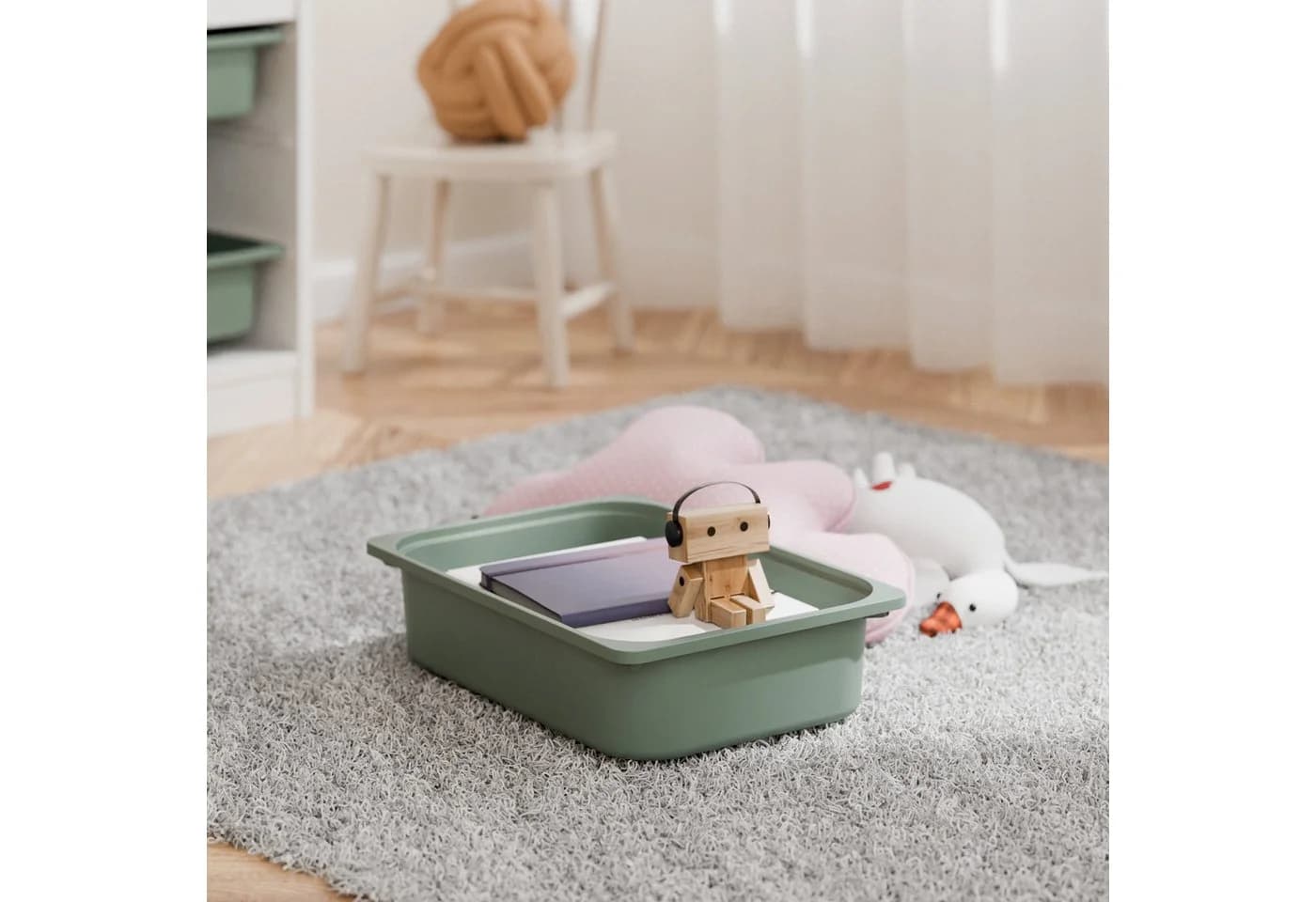 Clutter Cover Aufbewahrungsbox TRÖVI Kunststoff Weiß Beige Rosa Eukalyptus - Bild 3