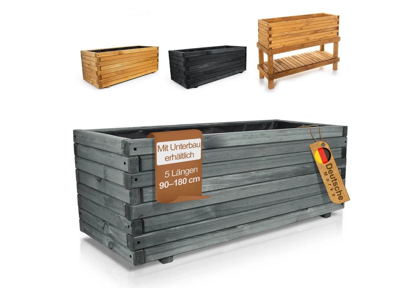 BooGardi Pflanzkasten Anthrazit Kiefernholz - Bild 2