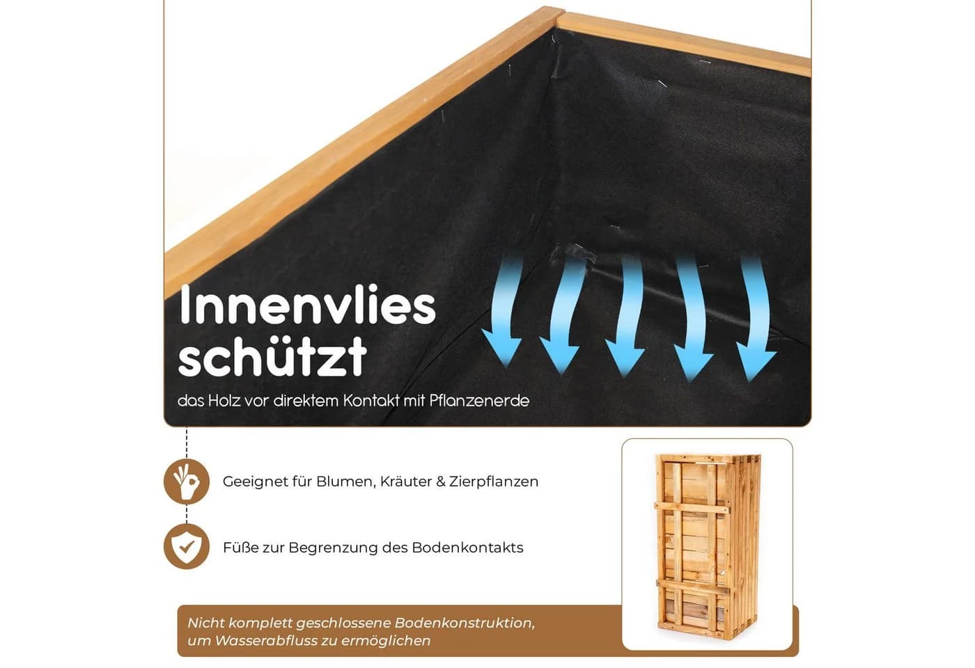 BooGardi Pflanzkasten Anthrazit Kiefernholz - Bild 4