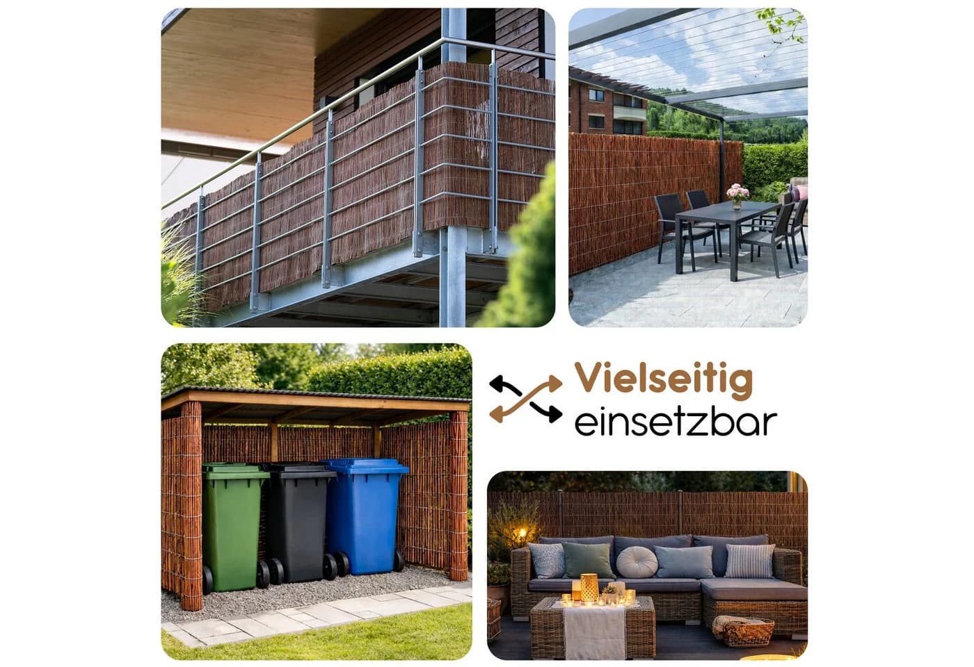 BooGardi Weidenzaun Weidenmatte Sichtschutz Braun