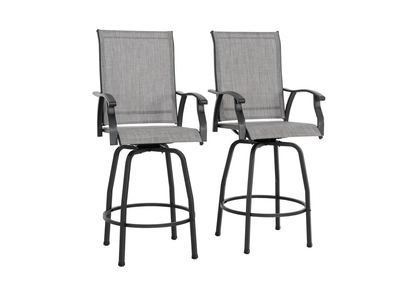 Avestar Gartenstuhl drehbare Barhocker 2er Set Grau/Schwarz - Bild 2