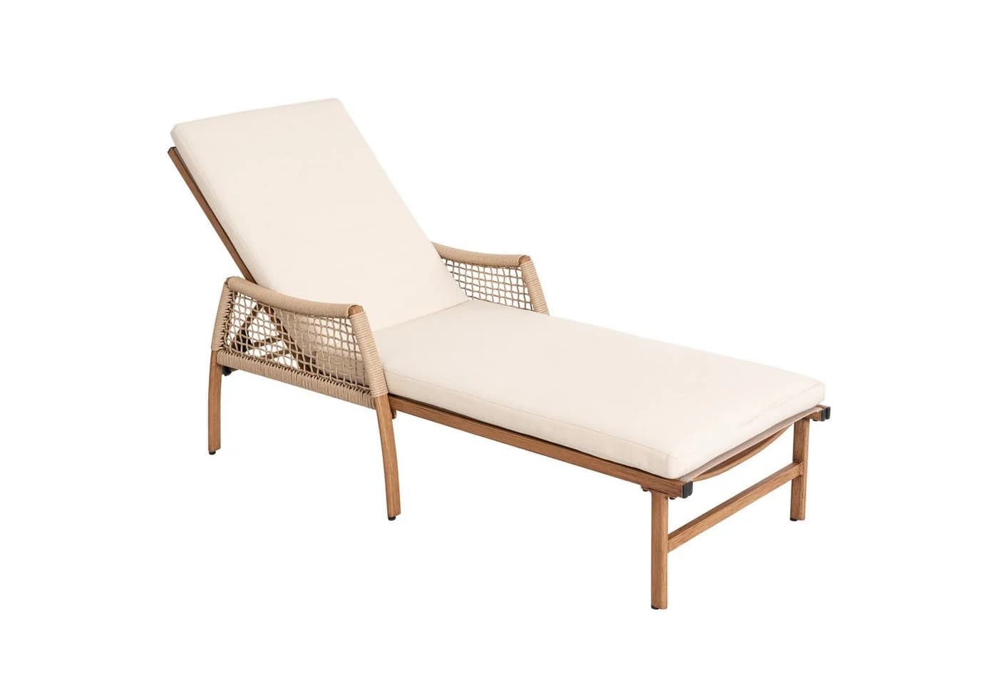 Avestar Gartenliege Beige mit verstellbarer Rückenlehne und Kissen - Bild 2