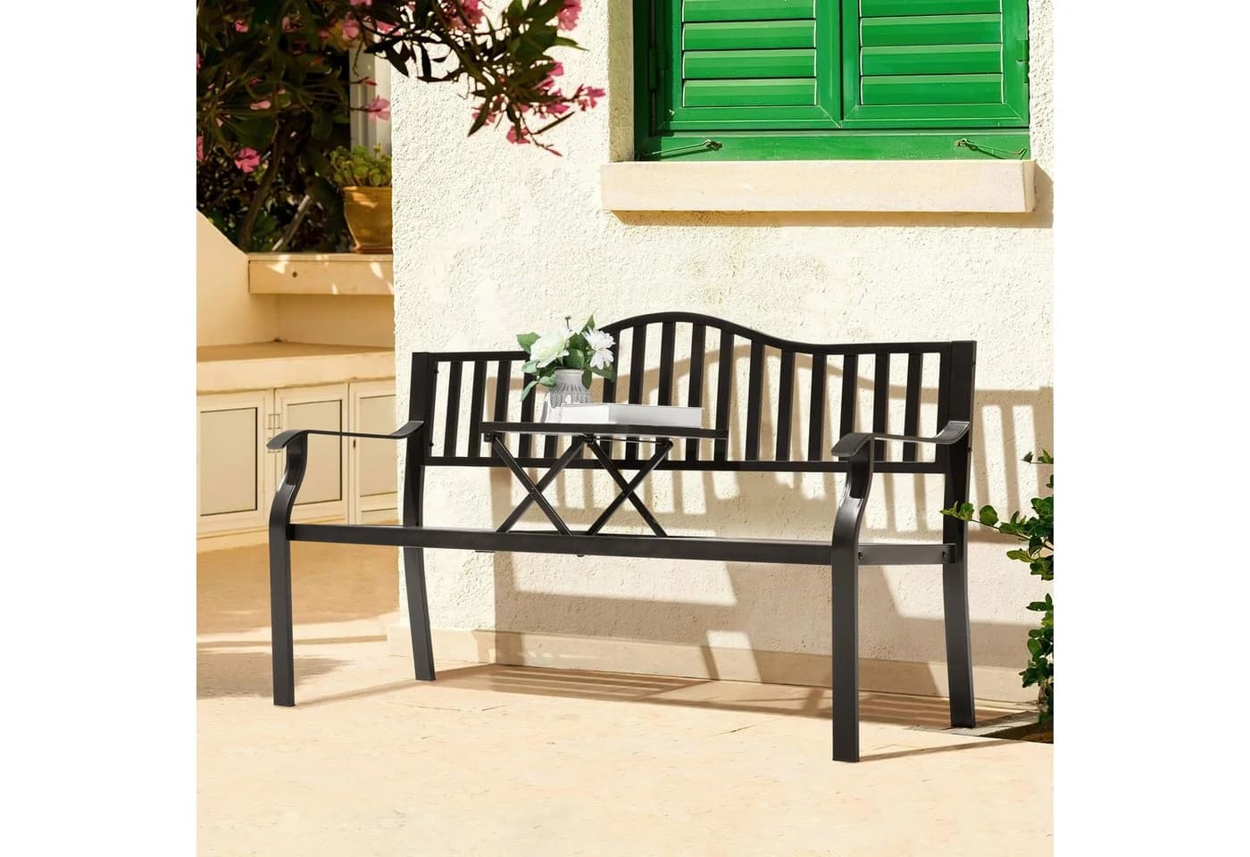 Avestar Gartenbank mit Tisch - E-beschichteter Metallrahmen - Bild 2